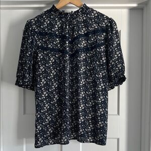 LOFT Navy Floral Blouse - 161